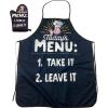 Today’s Menu Take It Or Leave It Funny Chef Cooking Graphic Kitchen Accessories Funny Graphic Kitchenwear Cool Food Novelty Cookware Black Oven Mitt(Oven Mitt + Apron)