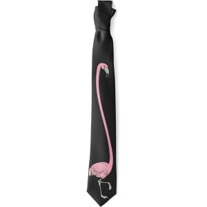 Crazy Dog T-Shirts Funny Flamingo Tie for Men – Novelty Animal Print Necktie – Hawaiian Fashion Gag Gift for Dads Fun Wedding Office Party Casual Wear Accessory