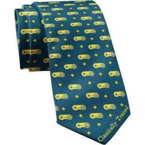 Crazy Dog T-Shirts Funny Gamer Tie for Men – Retro Video Game Controller Necktie – Nerdy Gaming Gift for Console Lovers Programmers and Arcade Fans for Humorous Workwear