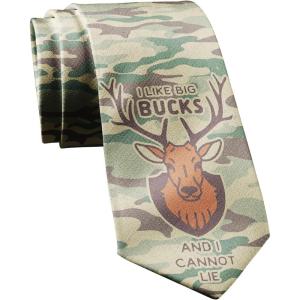 Crazy Dog T-Shirts Funny Hunting Tie for Men – Camo Novelty Necktie with I Like Big Bucks and I Cannot Lie Print – Gag Gift for Hunters Fathers Day Office Party Outdoorsman Accessory