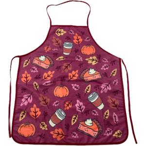 Crazy Dog T-Shirts Pumpkin Spice Funny Fall Autumn Coffee Pumpkin Pie Thanksgiving Kitchen Accessories Funny Graphic Kitchenwear Thanksgiving Cool Food Novelty Cookware Red Oven Mitt + Apron(Apron)