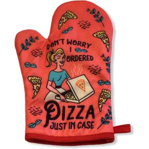 Don’t Worry I Ordered Pizza Just in Case Funny Cooking Humor Graphic Novelty Kitchen Accessories Funny Graphic Kitchenwear Cool Food Novelty Cookware Red Oven Mitt(Oven Mitt)