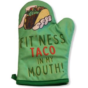Fitness Taco Funny Kitchen Apron and Oven Mitts Humorous Gym Graphic Novelty Cooking Accessories Funny Graphic Kitchenwear Cinco De Mayo Cool Food Green Oven Mitt(Oven Mitt)