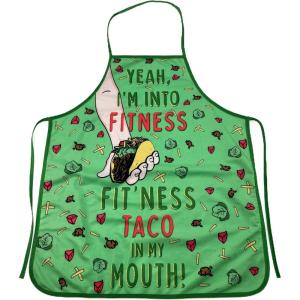 Fitness Taco Funny Kitchen Apron and Oven Mitts Humorous Gym Graphic Novelty Cooking Accessories Funny Graphic Kitchenwear Cinco De Mayo Cool Food Green Oven Mitt(Apron)