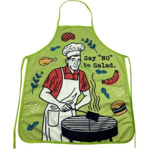 Funny BBQ Oven Mitt – Say No to Salad Design – Heat Resistant Novelty Grilling Glove – Meat Lover Oven Mitt for Backyard Barbecue Cooking and Kitchen Use(Apron)