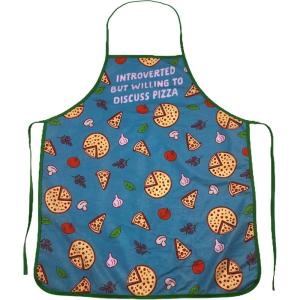 Funny Pizza Oven Mitt – Introverted But Willing to Discuss Pizza Design – Durable Microfiber Cotton Blend for Heat Protection – Novelty Food Kitchen Glove for Food Lovers(Apron)