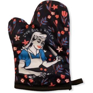 I’ve Got A Knife Oven Mitt Funny Kitchen Chopping Graphic Novelty Kitchen Accessories Funny Graphic Kitchenwear Cool Food Novelty Cookware Black Oven Mitt(Oven Mitt)