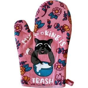 My Cooking is Trash Oven Mitt Funny Raccoon Chef Animal Novelty Kitchen Glove Funny Graphic Kitchenwear Cool Animal Novelty Cookware Multi Oven Mitt(Oven Mitt)
