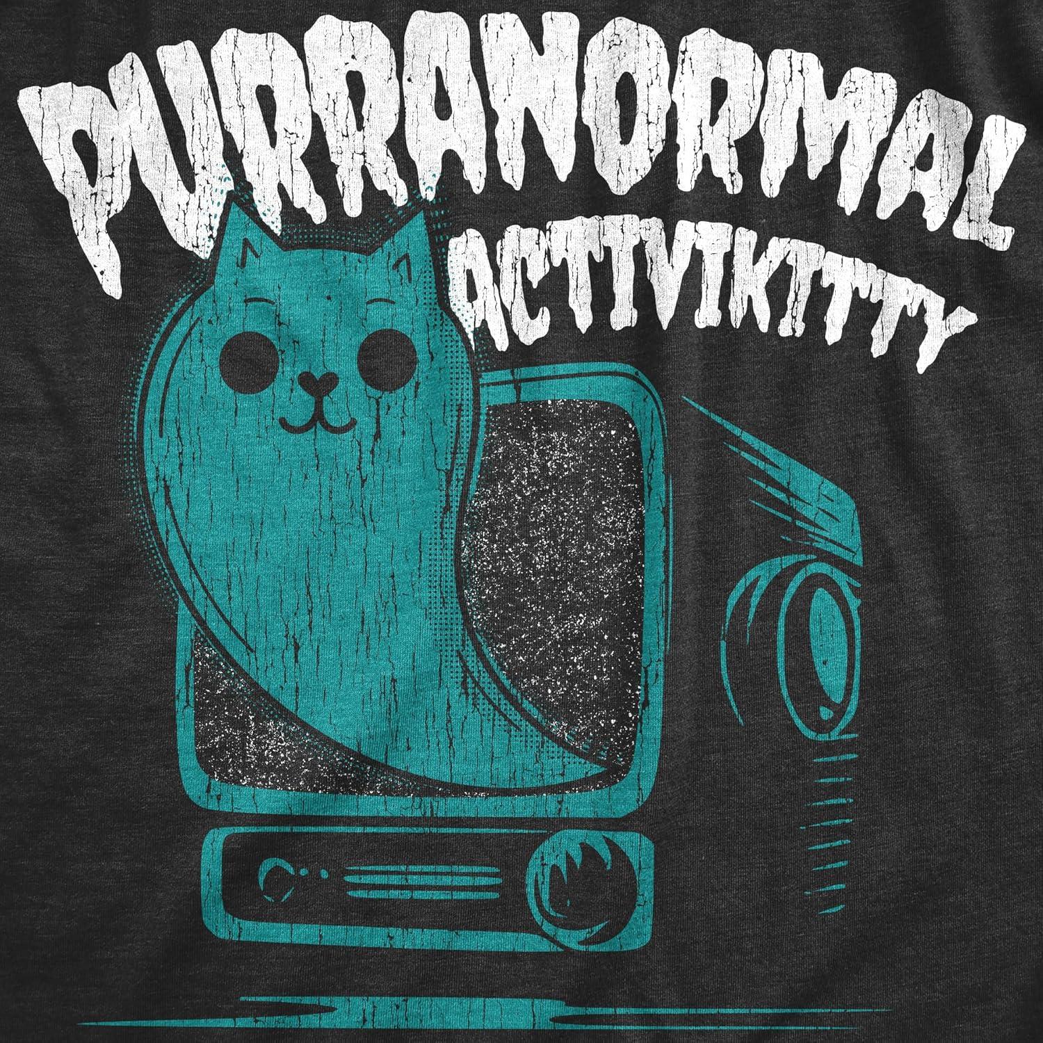 imageMens Purranormal Activikitty T Shirt Funny Paranormal Cat T Shirt for Men Graphic Halloween TeeHeather Black Purranormal
