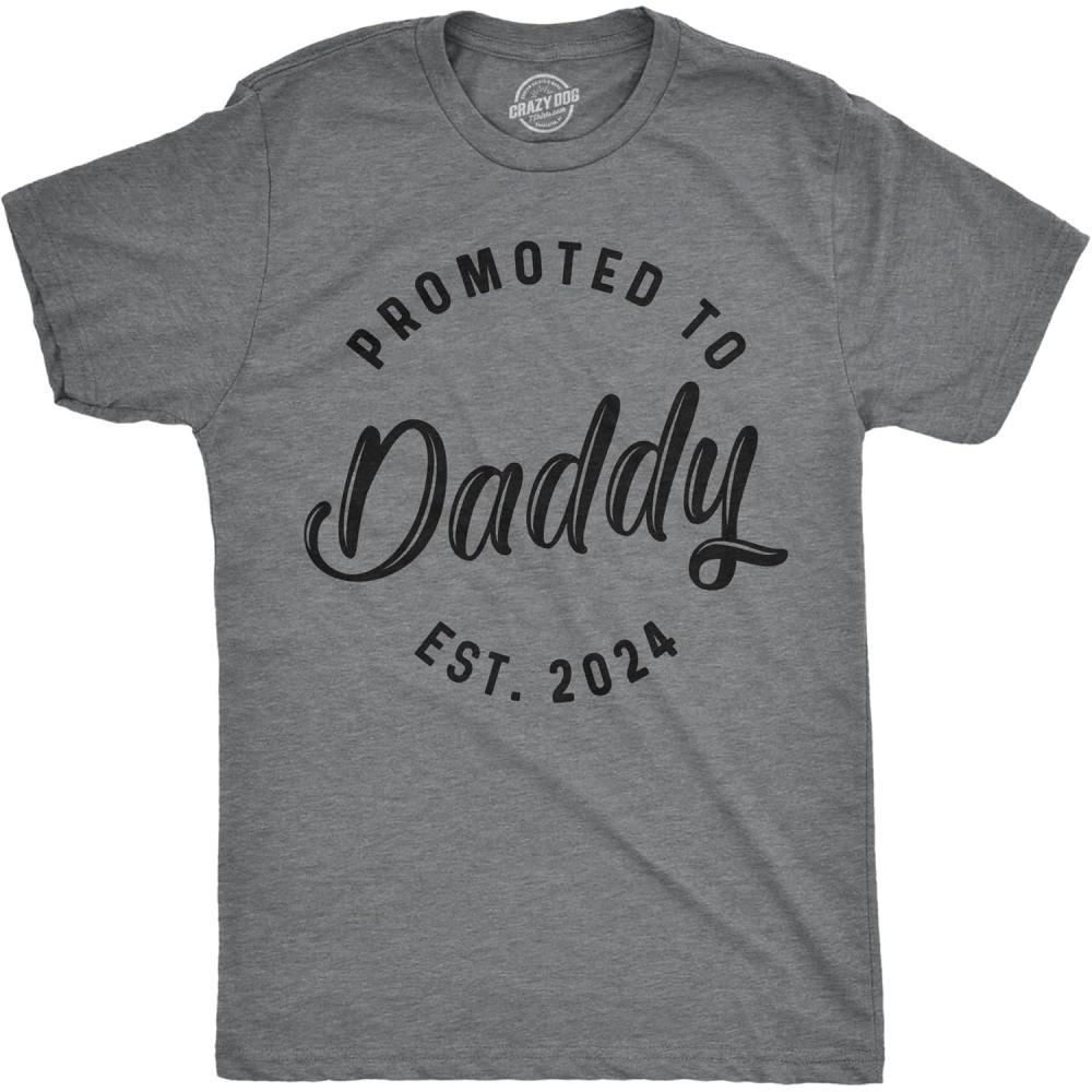 imageCrazy Dog TShirts Mens Promoted to Daddy 2026 and 2025 T Shirt Fathers Day Tee for New Best Dad EverGrey 2024