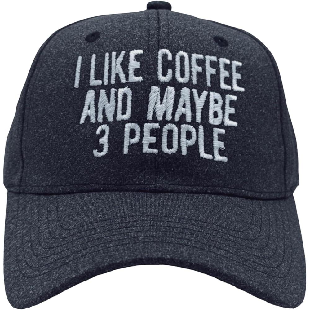 imageI Like Coffee and Maybe 3 People Hat Funny Sarcastic Caffeine Lovers Cap Funny Hats Cool Coffee Novelty Caps for Men Black Standard