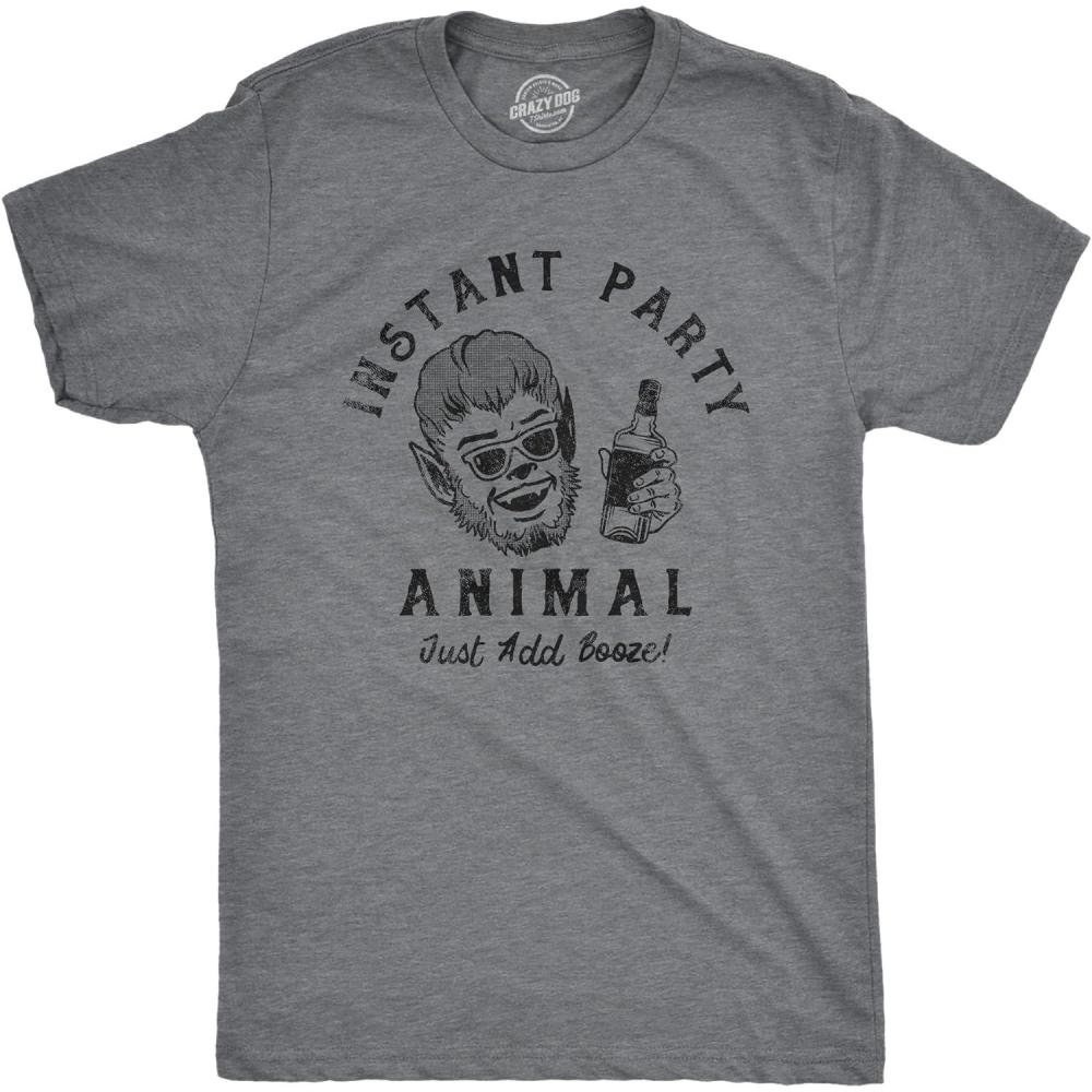 imageMens Funny Halloween Shirts Spooky Scary October Tees for GuysDark Heather Grey  Animal