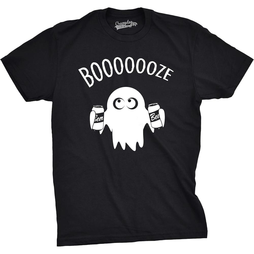 imageMens Funny Halloween Shirts Spooky Scary October Tees for GuysHeather Black Booooze