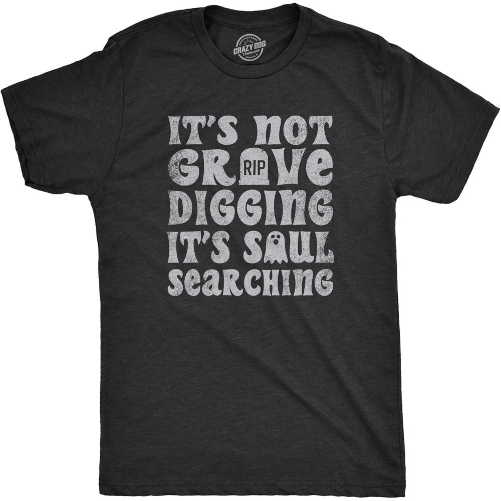 imageMens Funny Halloween Shirts Spooky Scary October Tees for GuysHeather Black Grave