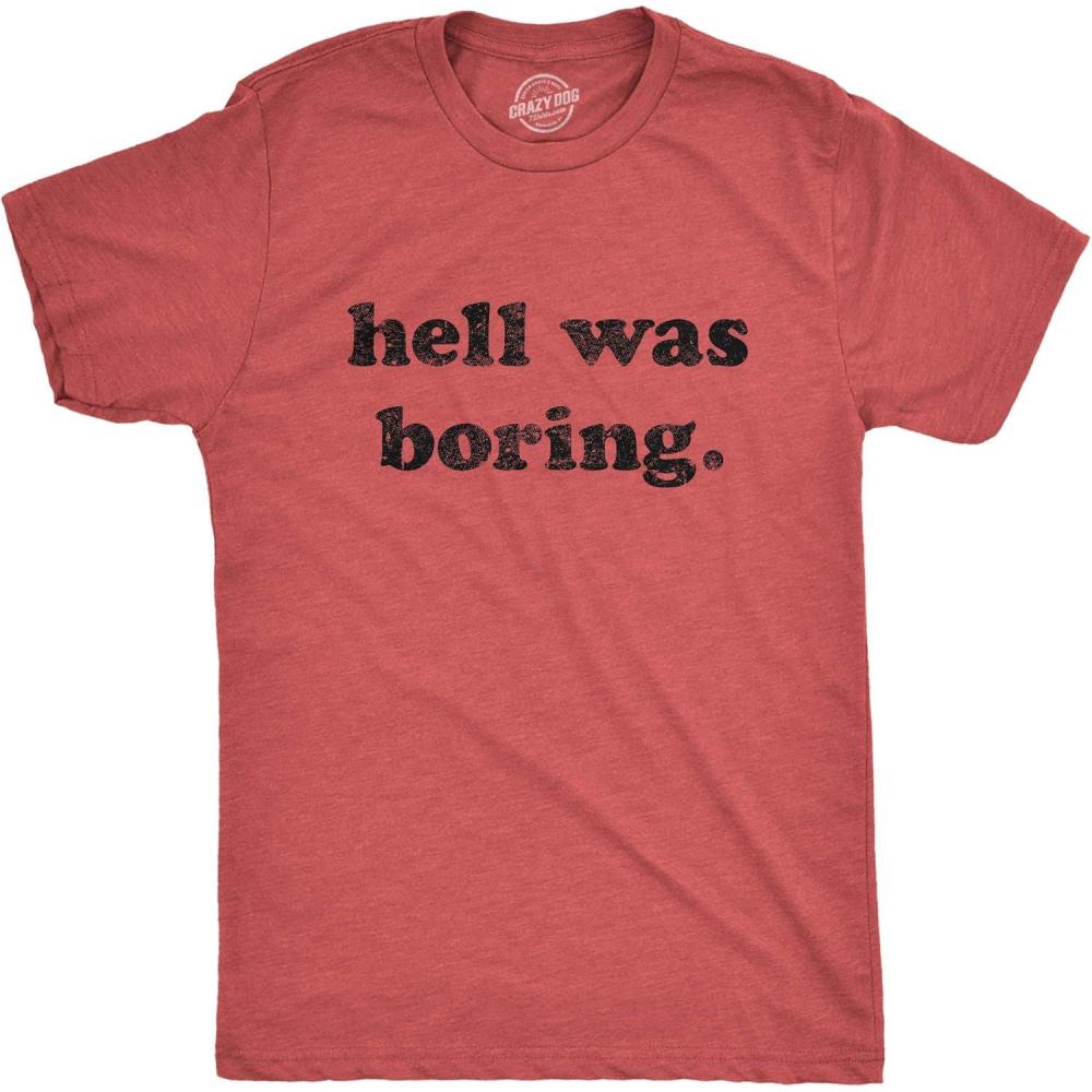 imageMens Funny Halloween T Shirts Pumpkin Skeleton Costume Devil Zombie TeesHeather Red Hell Was Boring
