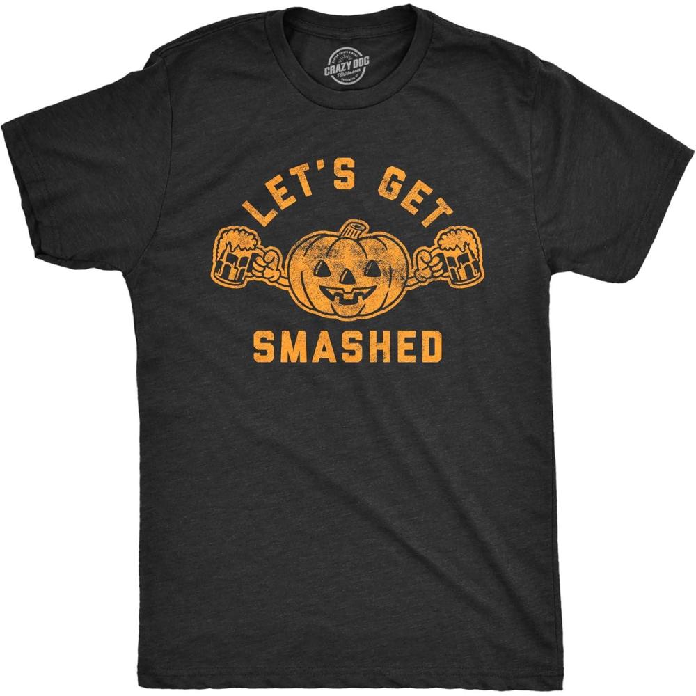 imageMens Lets Get Smashed Funny T Shirts Pumpkin Halloween Costume T ShirtHeather Black Smashed