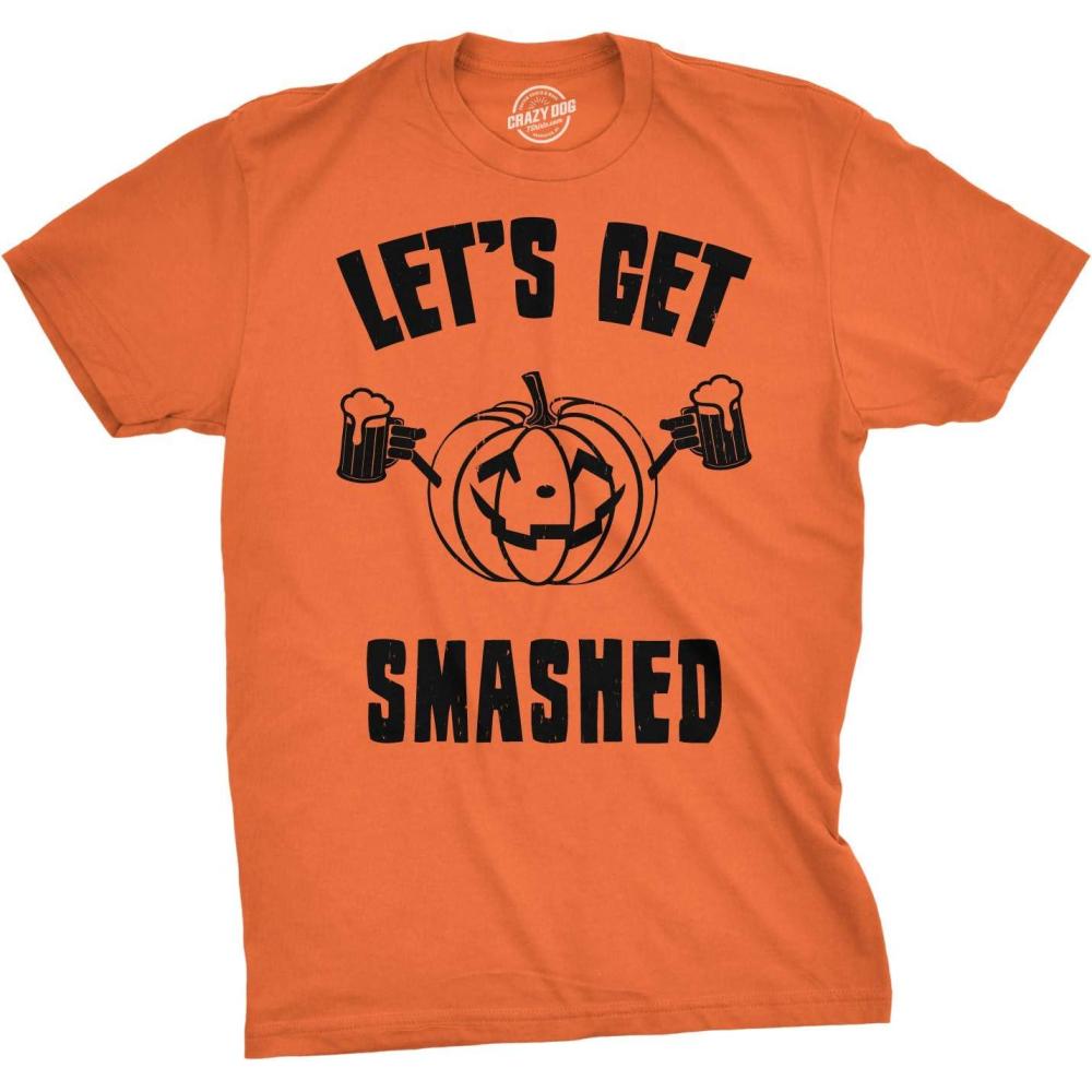 imageMens Lets Get Smashed Funny T Shirts Pumpkin Halloween Costume T ShirtOrange Smashed