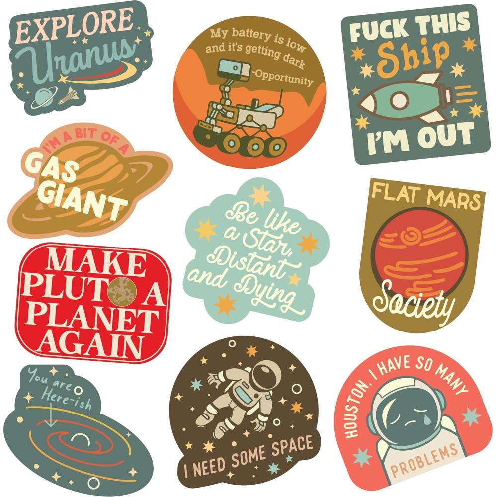 imageSpace Sticker Extra Large Stickers for Adults Funny Adhesives with Memes Sarcastic Cool Space Multi 10 Pieces10 Pieces