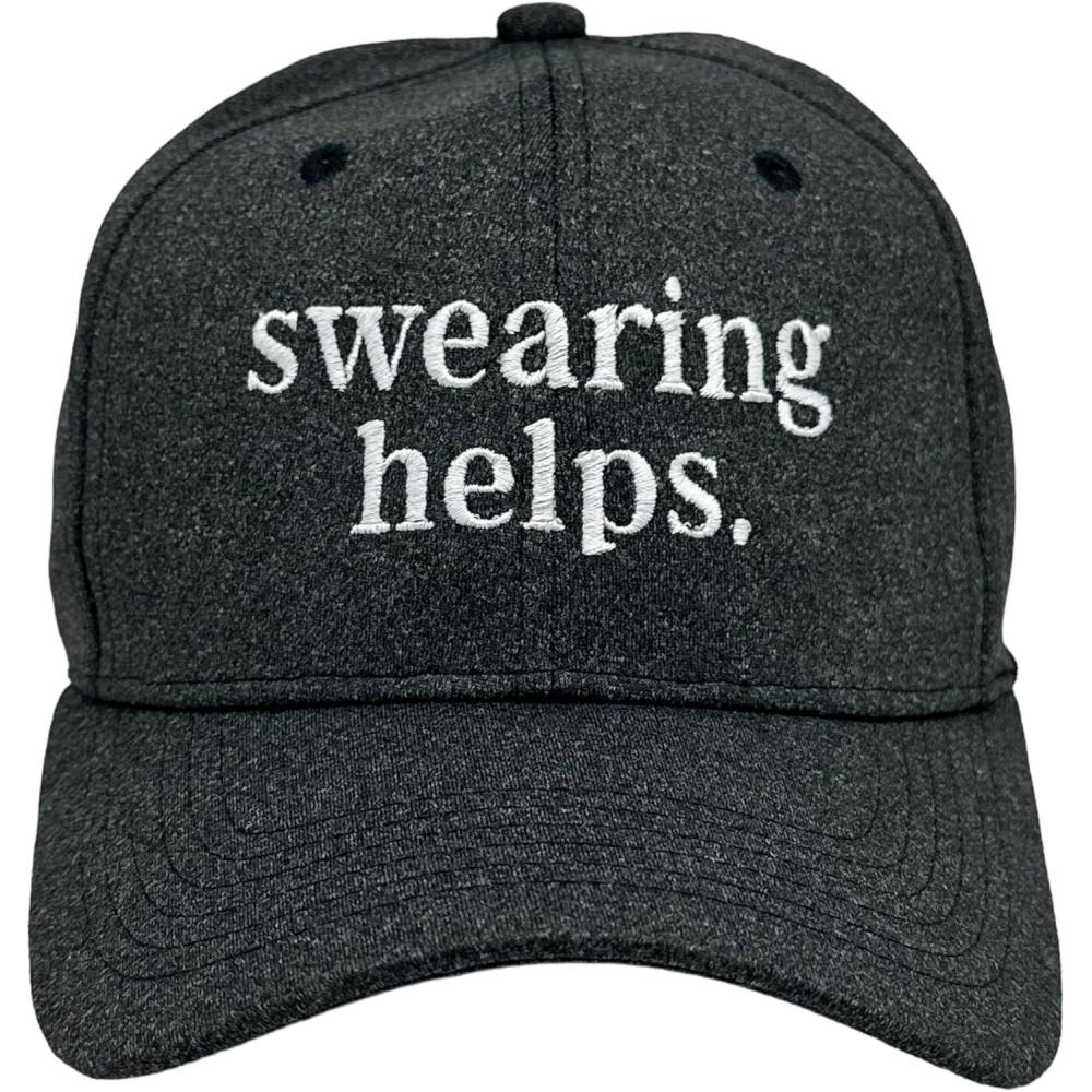 imageSwearing Helps Funny Hat Sarcastic Embroidered Dad Cap Adjustable Baseball Snapback Novelty Gift for Men Black Standard