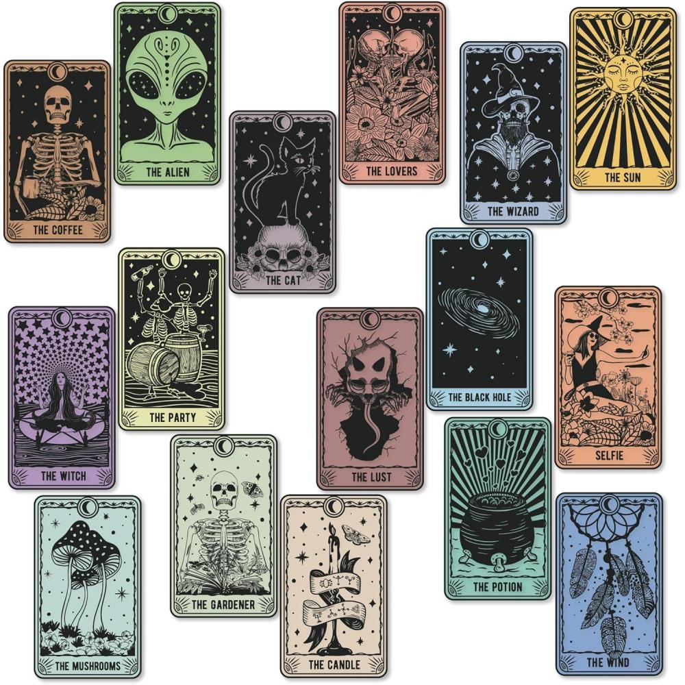 imageTarot Cards Sticker Extra Large Stickers for Adults Funny Adhesives with Memes Multi 16 Pieces16 Pieces