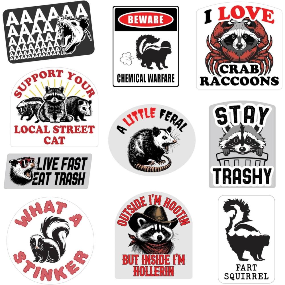 imageTrash Animals Sticker Extra Large Stickers for Adults Funny Adhesives with Memes Sarcastic Cool Animal Multi 10 Pieces10 Pieces