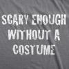 Mens Funny Halloween Shirts Spooky Scary October Tees for Guys(Dark Heather Grey – Scary Enough)