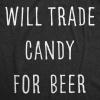 Mens Will Trade Candy for Beer T Shirt Funny Halloween Trick Or Treat Graphic Tee(Heather Black)