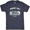 Crazy Dog Men’s T Shirt Camp Crystal Lake 1980 Spooky Halloween Graphic Novelty Tees(Heather Navy)