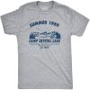 Crazy Dog Men’s T Shirt Camp Crystal Lake 1980 Spooky Halloween Graphic Novelty Tees(Light Heather Grey)
