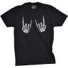 Mens Heavy Metal Bones Hands T Shirt Funny Rock On Halloween Tee(Black)