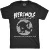Mens Werewolf Nightclub T Shirt Funny Spooky Halloween Party Joke Tee for Guys(Heather Black – Werewolf)