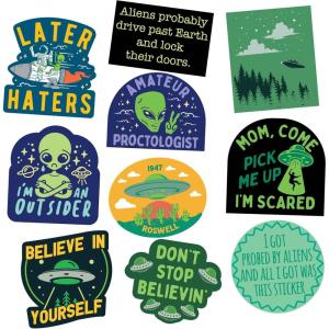 Alien Sticker Extra Large Stickers for Adults Funny Adhesives with Memes Sarcastic Cool Space Multi 10 Pieces(10 Pieces)