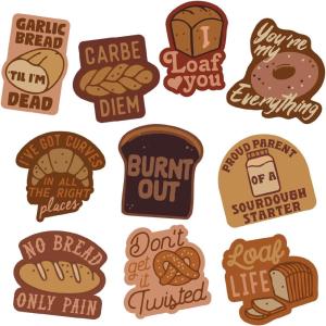 Bread Sticker Extra Large Stickers for Adults Funny Adhesives with Memes Sarcastic Cool Food Multi 10 Pieces(10 Pieces)