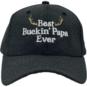 Crazy Dog T-Shirts Funny Dad Hats Hilarious Fathers Day Graphic Caps(Black – Best Buckin Papa)
