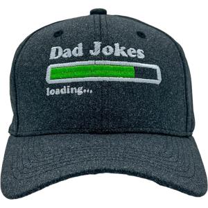 Crazy Dog T-Shirts Funny Dad Hats Hilarious Fathers Day Graphic Caps(Black – Dad Jokes Loading)