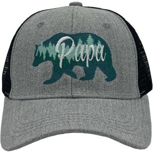 Crazy Dog T-Shirts Funny Dad Hats Hilarious Fathers Day Graphic Caps(Trucker Grey – Papa Bear)