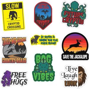 Cryptid Sticker Extra Large Stickers for Adults Funny Adhesives with Memes Cool Sarcastic Multi 10 Pieces(10 Pieces)
