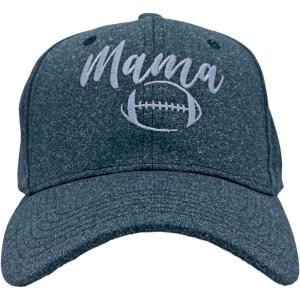 Funny Mom Hats Hilarious Mother’s Day Graphic Caps with Sarcastic Designs(Black – Mama Football)