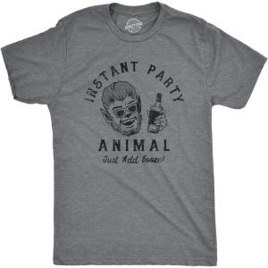 Mens Funny Halloween Shirts Spooky Scary October Tees for Guys(Dark Heather Grey – Animal)