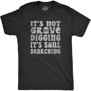 Mens Funny Halloween Shirts Spooky Scary October Tees for Guys(Heather Black – Grave)