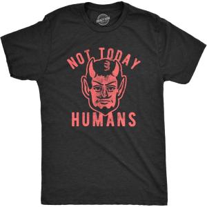 Mens Funny Halloween T Shirts Pumpkin Skeleton Costume Devil Zombie Tees(Heather Black – Not Today)