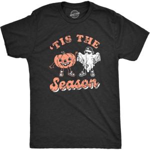 Mens Tis The Season T Shirt Funny Spooky Halloween Costume Lovers Tee for Guys(Heather Black – Season)