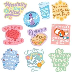Mental Health Sticker Extra Large Stickers for Adults Funny Adhesives with Memes Cool Sarcastic Multi 10 Pieces(10 Pieces)