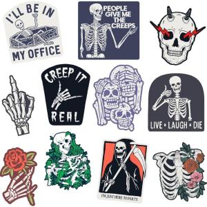 Skeleton Sticker Extra Large Stickers for Adults Funny Adhesives with Memes Halloween Cool Sarcastic Multi 10 Pieces(10 Pieces)