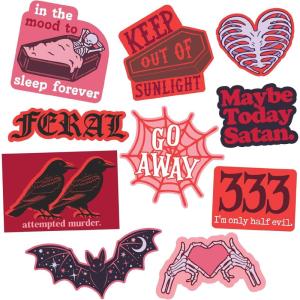 Spooky Sticker Extra Large Stickers for Adults Funny Adhesives with Memes Halloween Cool Sarcastic Multi 10 Pieces(10 Pieces)