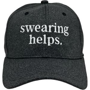 Swearing Helps Funny Hat – Sarcastic Embroidered Dad Cap, Adjustable Baseball Snapback, Novelty Gift for Men – Black – Standard