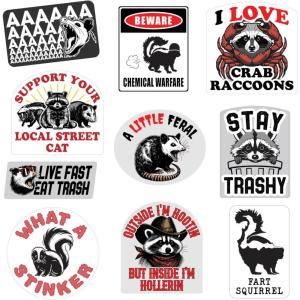 Trash Animals Sticker Extra Large Stickers for Adults Funny Adhesives with Memes Sarcastic Cool Animal Multi 10 Pieces(10 Pieces)