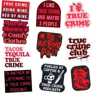 True Crime Sticker Extra Large Stickers for Adults Funny Adhesives with Memes Cool Sarcastic Multi 10 Pieces(10 Pieces)