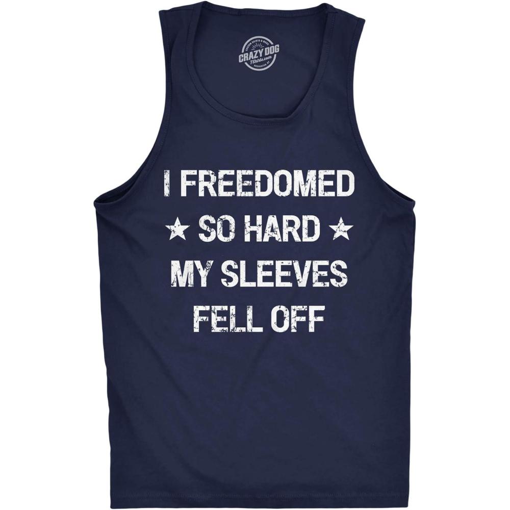 imageMens Fitness Tank I Freedomed So Hard My Sleeves Fell Off Tank Funny 4th of July SleevelessNavy
