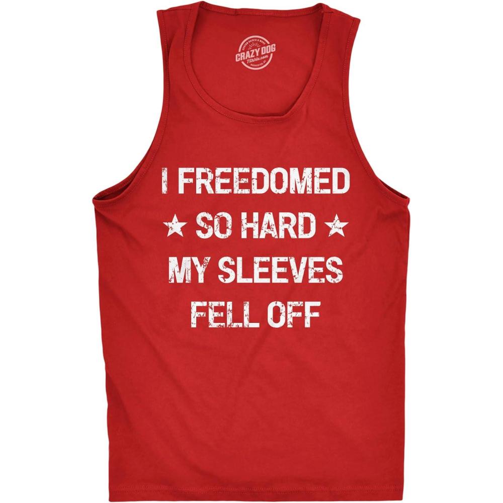 imageMens Fitness Tank I Freedomed So Hard My Sleeves Fell Off Tank Funny 4th of July SleevelessRed